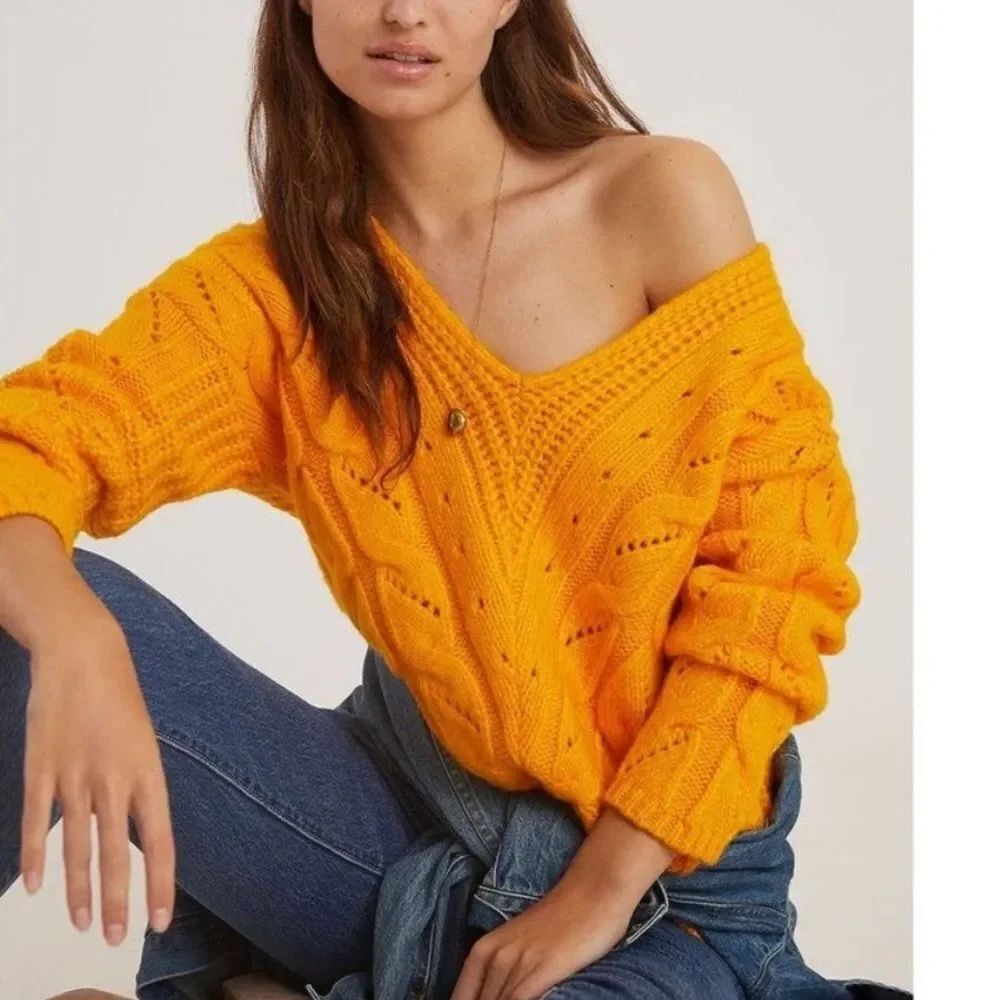 Anthropologie Ramona Cable Knit Sweater Medium
